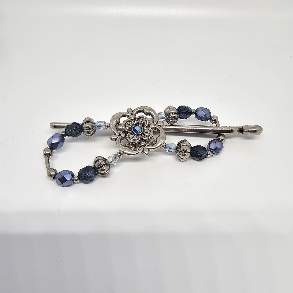Lila Rose Small Flexi Silver and Blue Floral